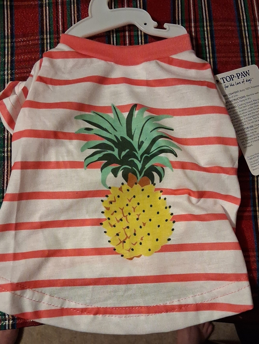 Top Paw Coral-Striped Pineapple Graphic Tee